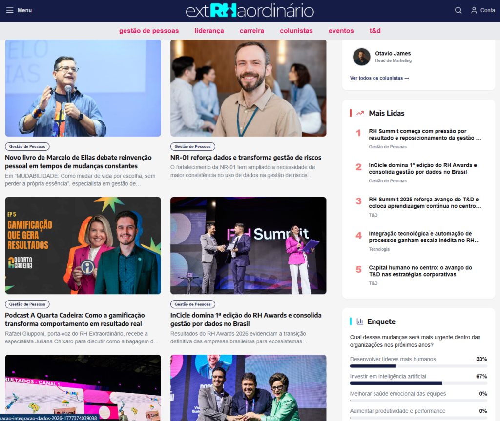 RH Extraordinário ganha portal e amplia debate sobre gestão de pessoas e performance